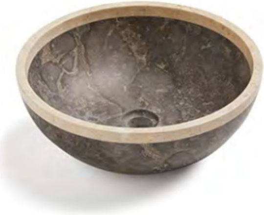 Επικαθήμενος Νιπτήρας Μαρμάρινος 40x40x15cm Γκρι Επικαθήμενος Νιπτήρας Μαρμάρινος 40x40x15cm Γκρι