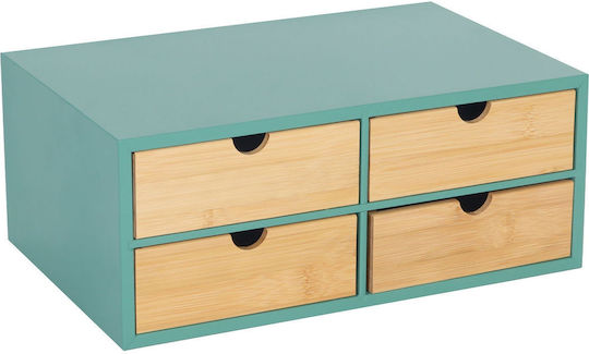 Relaxdays Sertar pentru Birou cu 4 Compartimente 33x21x14cm Verde