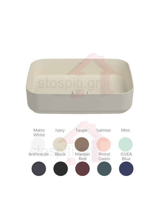 Isvea Aufgesetztes Waschbecken Porzellan 50x36cm Ivory