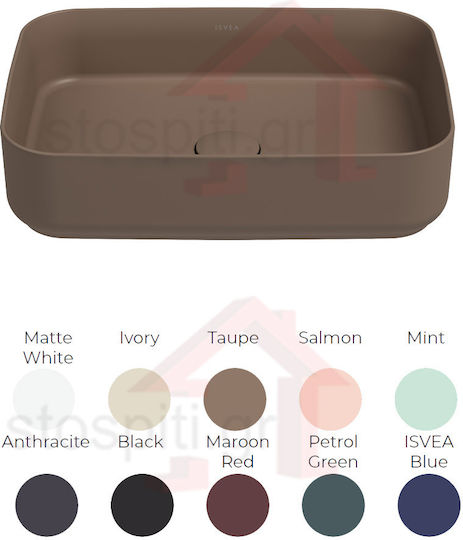 Isvea Επικαθήμενος Νιπτήρας Πορσελάνης 50x36cm Taupe