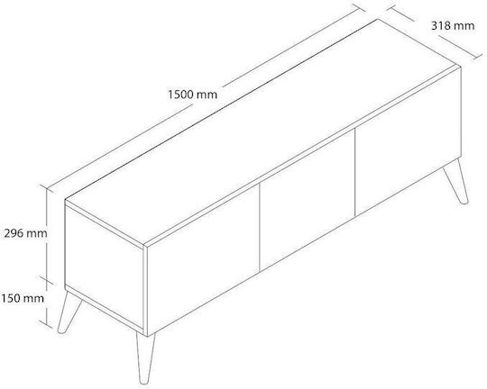Подово Телевизионно Мебел Бяло 150x30x45см