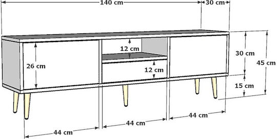 Έπιπλο Τηλεόρασης Πολύχρωμο Μ140xΠ30xΥ45cm