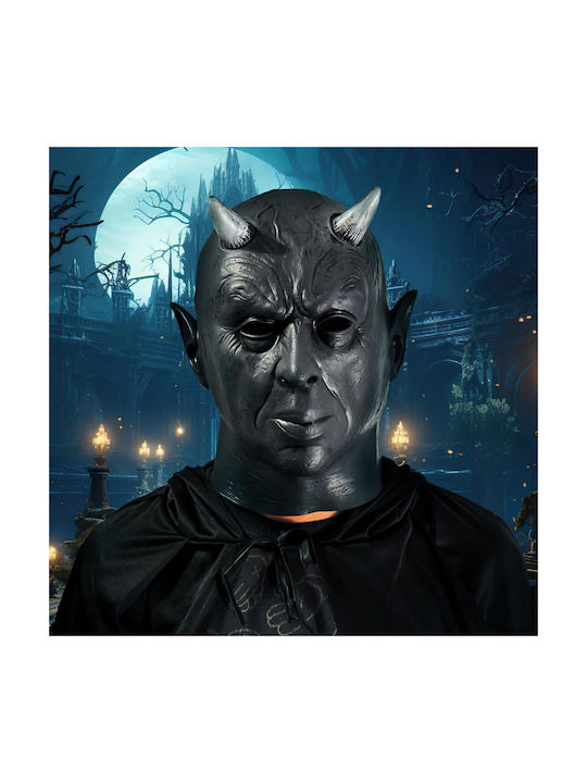 Devil Mask Halloween Realistic Black Latex Horns