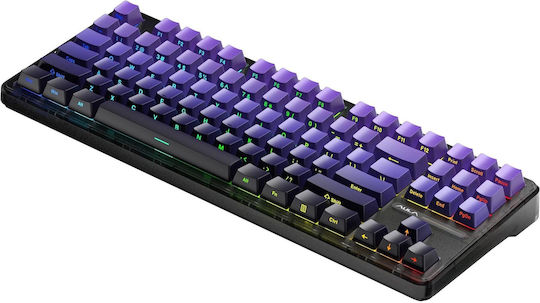 Aula F87 Pro Безжична Гейминг Механична Клавиатура Tenkeyless с GrayWood V4 Суичове и RGB Осветление (Английски US) Черна Лилава