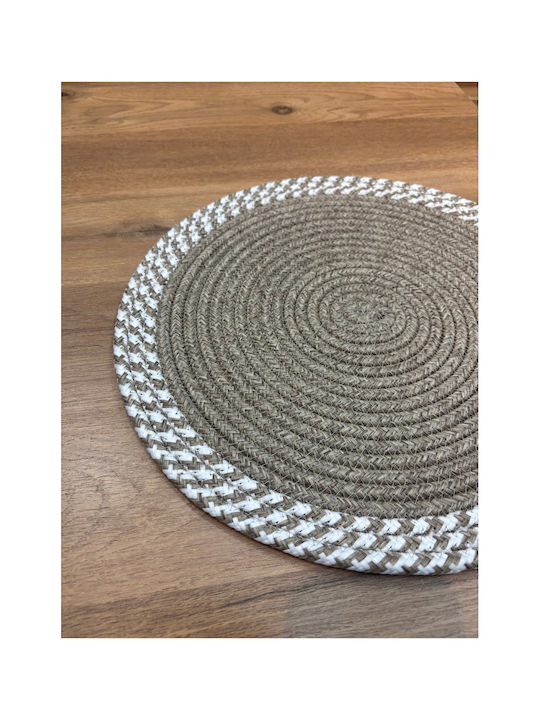 SteweHome Σουπλά Στρογγυλό Ψάθινο Πορτοκαλί 33cm 6τμχ