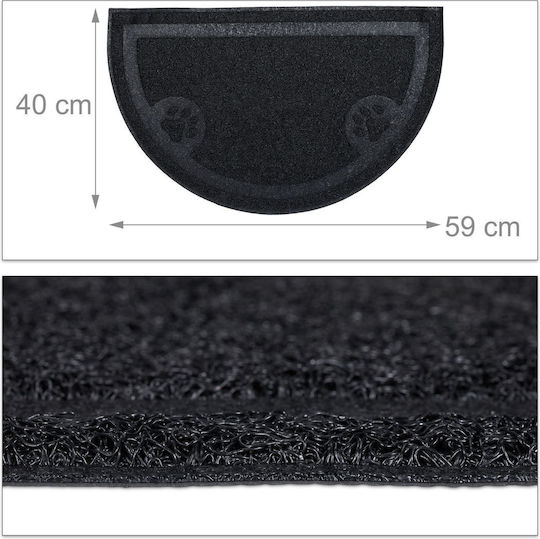 Relaxdays Covoraș Pentru Litieră Pisici Boluri De Mâncare Negre 0.4x40x59 Cm