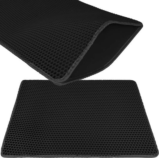 Covoraș De Litter Pentru Pisici Zola Xxl Dublu Tip Miere Anti-Alunecare Rezistent La Apă 75 X 55 Cm Negru