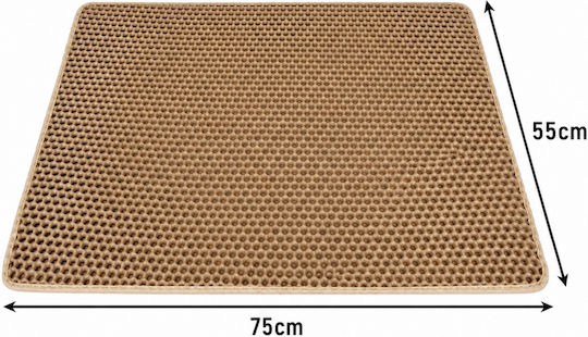 Covoraș De Litter Pentru Pisici Zola XXL Dublu Tip Pană De Miere Antiderapant Rezistent La Apă 75 X 55 Cm Bej