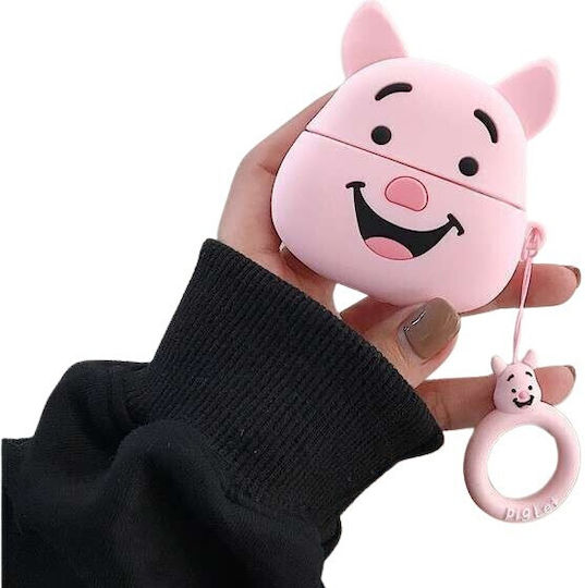 Husă AirPods Grip Ring Model 1 Purceluș Roz