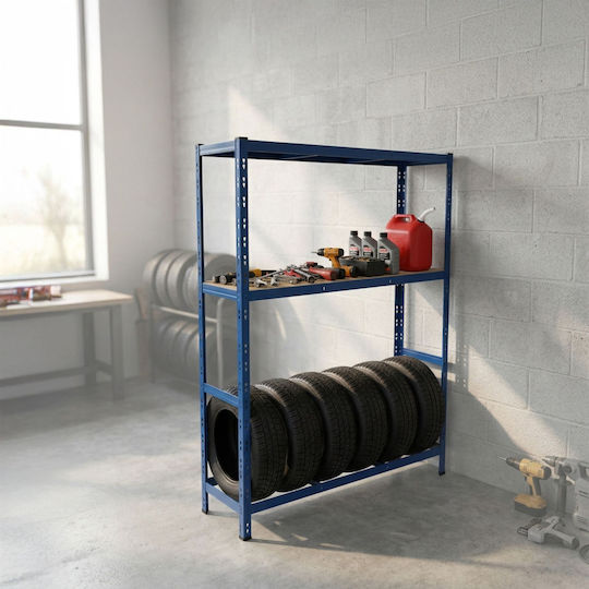 Relaxdays Suport Pentru Anvelope 2 Etajere Albastru 180x40x120 Cm Capacitate 150 Kg Pe Nivel