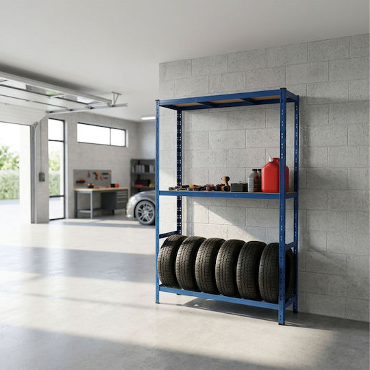 Relaxdays Suport Pentru Anvelope 2 Etajere Albastru 180x40x120 Cm Capacitate 150 Kg Pe Nivel