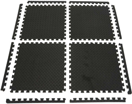 Set Covorașe Pardoseală Cauciuc Neagră 61x61cm 4 Bucăți Hbm Machines