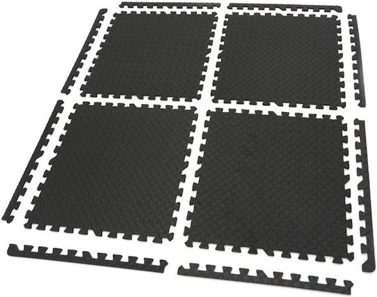 Set Covorașe Pardoseală Cauciuc Neagră 61x61cm 4 Bucăți Hbm Machines