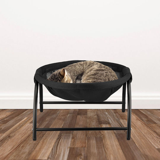Relaxdays Котешко Легло Черно 25x44x42 См Стоманена Рамка Мрежеста Повърхност