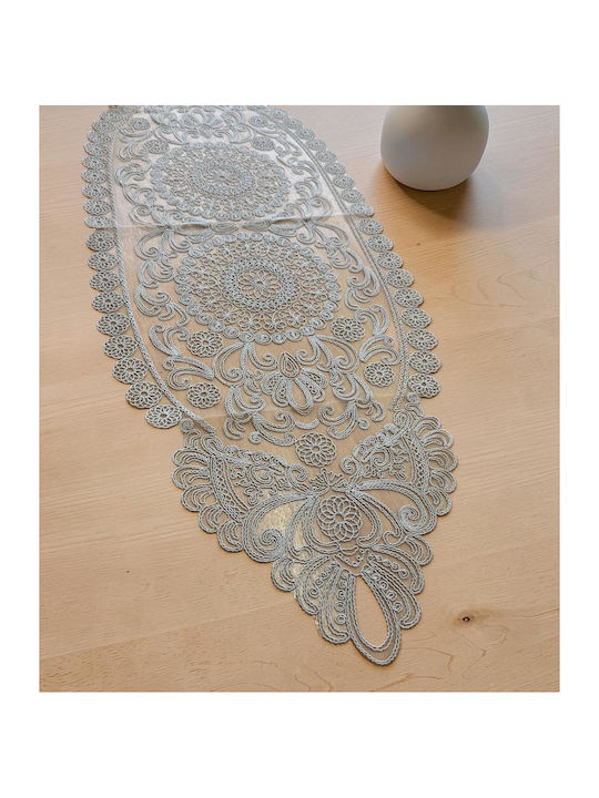 Linea Home Trevi Grau Tischdecke mit Spitze 100x100cm