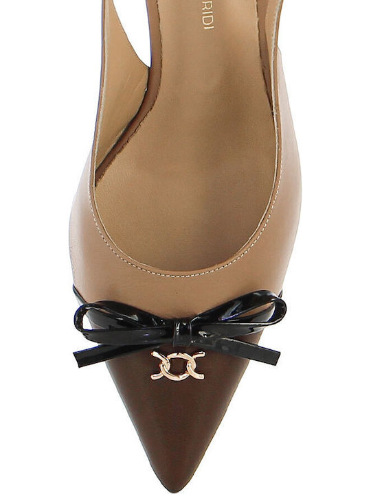 Leather Heels With Medium Beige Heel
