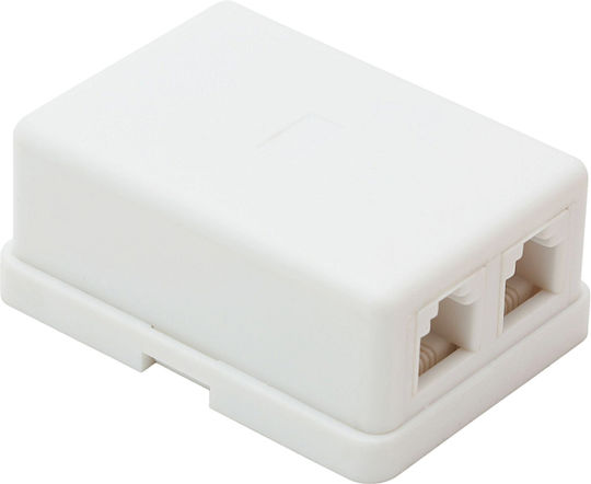 Double Wall Telephone Socket 6p4c Gold-plated Contacts Surface Mount White