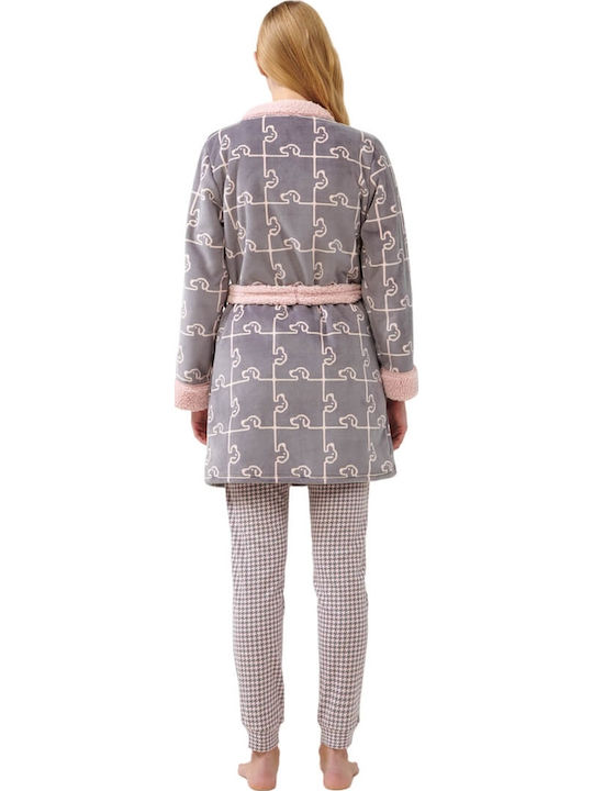 Vamp Winter Damen Vlies Robe Gray