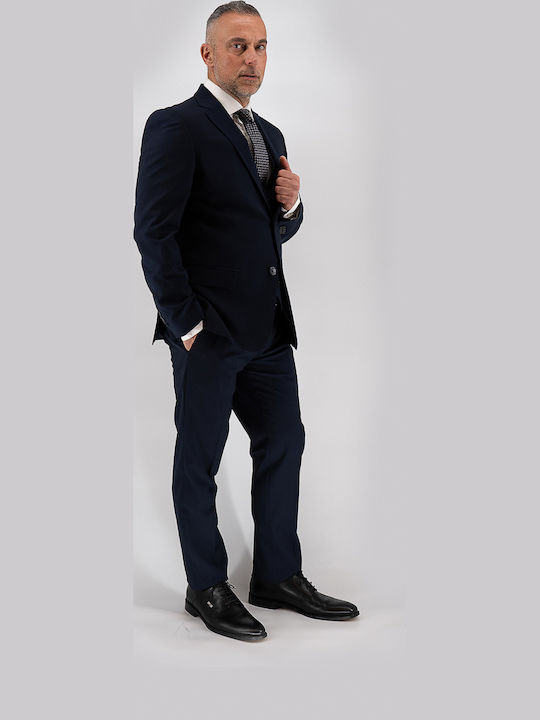 Winter Men's Suit with Vest Blue