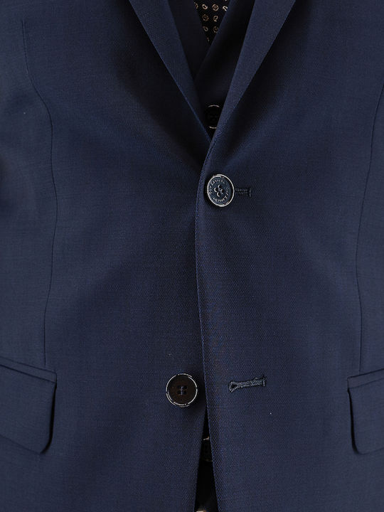 Winter Men's Suit with Vest Blue