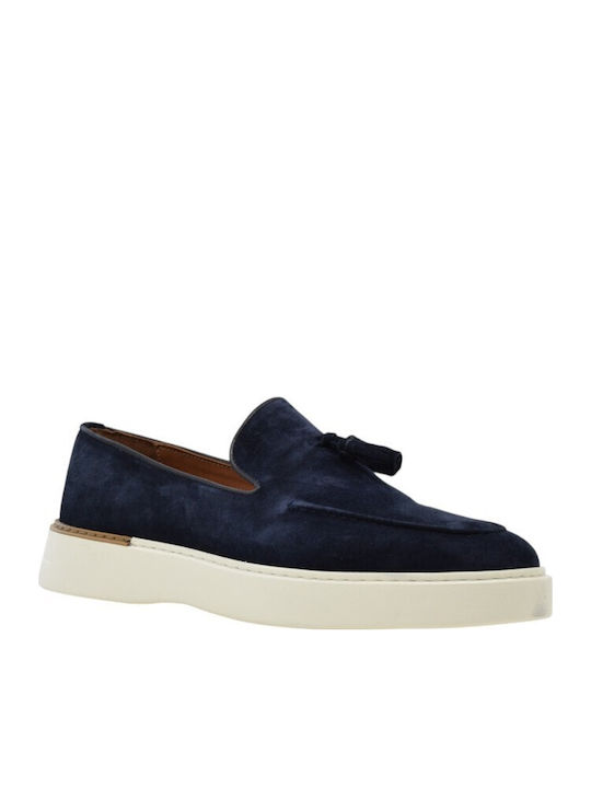 Suede Men's Moccasins in Blue Colour
