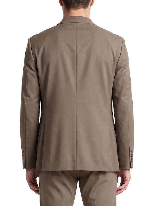Royal Denim Men’s Suit Jacket with Regular Fit Brown