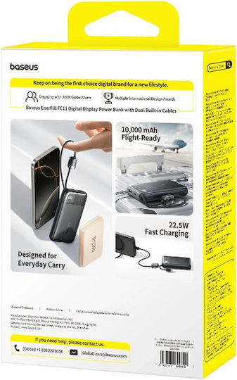 Baseus EnerFill FC11 Power Bank 10000mAh 22.5W cu Port USB-A și Port USB-C Bej