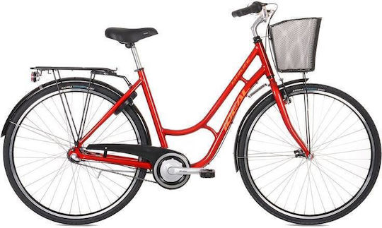 Ideal Citylife 28" 2026 Rotes Stadtfahrrad mit Geschwindigkeiten