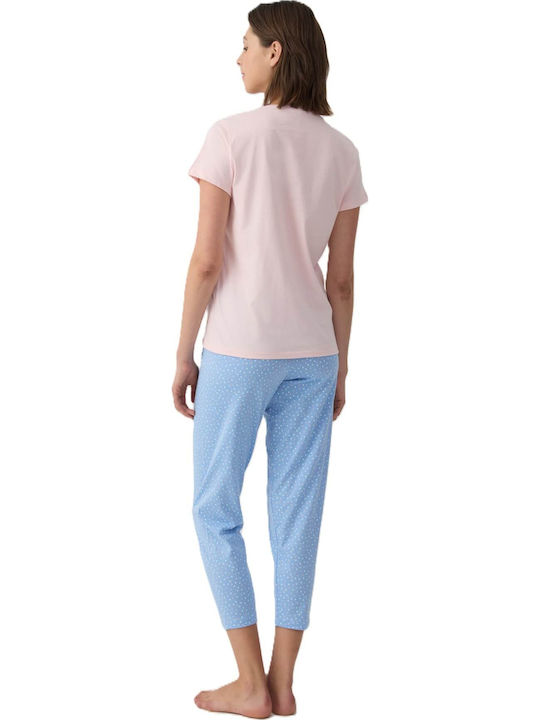Minerva Summer Women's Cotton Pyjama Set Powder Pink
