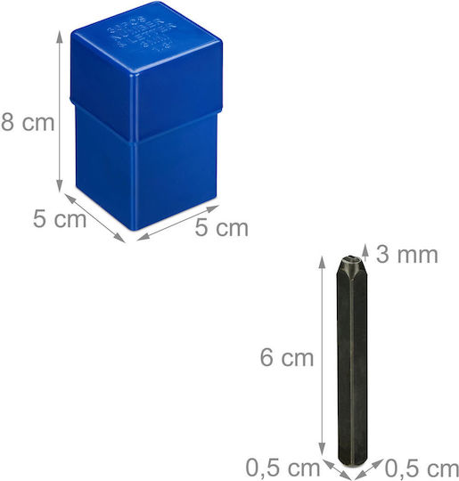 Relaxdays Set Ștampile Metalice 36 Bucăți Negre Albastre 8x5x5 Cm
