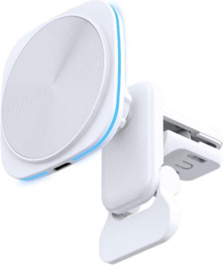 Încărcător Auto Wireless Telefon Alista Home Stație de Încărcare Auto Magnetică 15w 7 X 7 X 6.3 Cm Compatibil Ios Android Alb