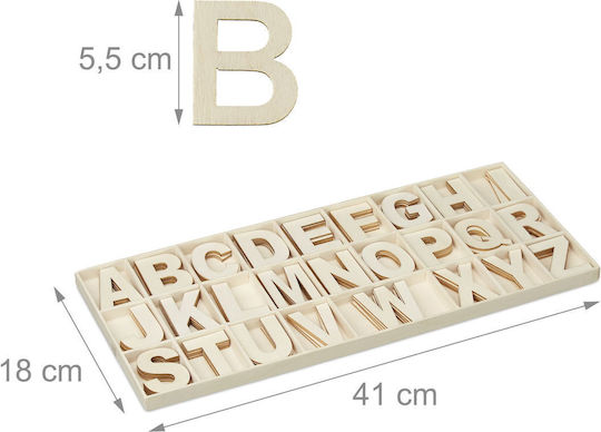 Relaxdays XL Set 104 Holzbuchstaben Beiges 1,5x18x41 cm