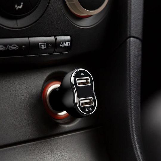 Încărcător Auto 2.1A cu Porturi 2xUSB Culoare Negru