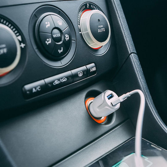 Încărcător Auto 2.4A Încărcare Rapidă cu Porturi 2xUSB Culoare Albă