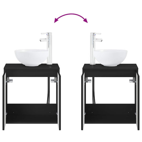 vidaXL Плот със Смесител 49.5x35x63 см Черен