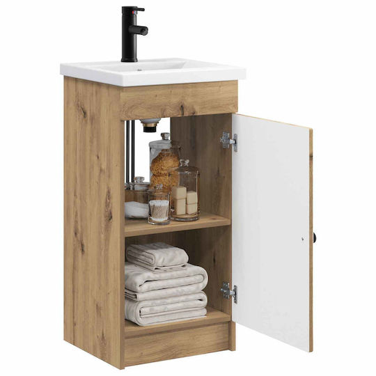 vidaXL Badezimmer Waschtisch-Einheit mit Waschbecken & Spiegel M42xB40xH84.5cm Braun