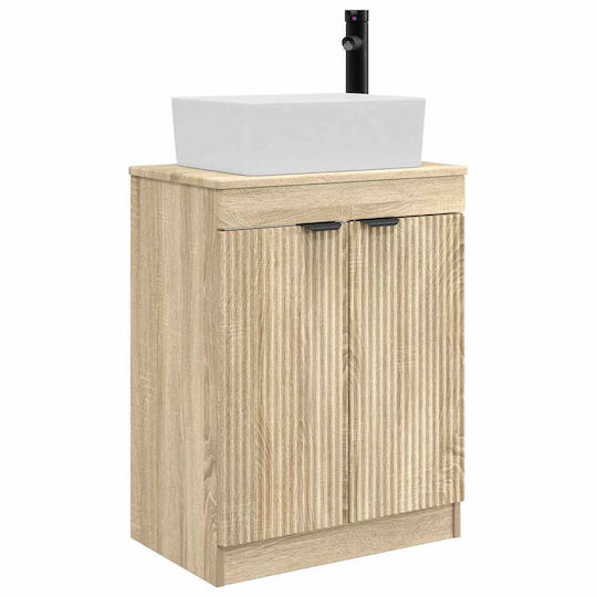 vidaXL Πάγκος με Νιπτήρα & Καθρέπτη Μ54xΒ35xΥ83cm Καφέ