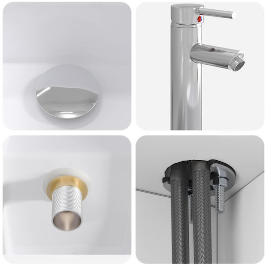 vidaXL Badezimmer Waschtisch-Einheit M49.5xB41xH63cm Weiß