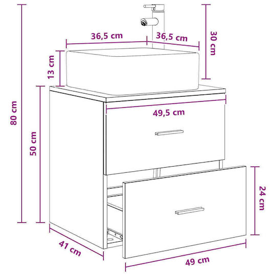 vidaXL Badezimmer Waschtisch-Einheit M49.5xB41xH63cm Weiß