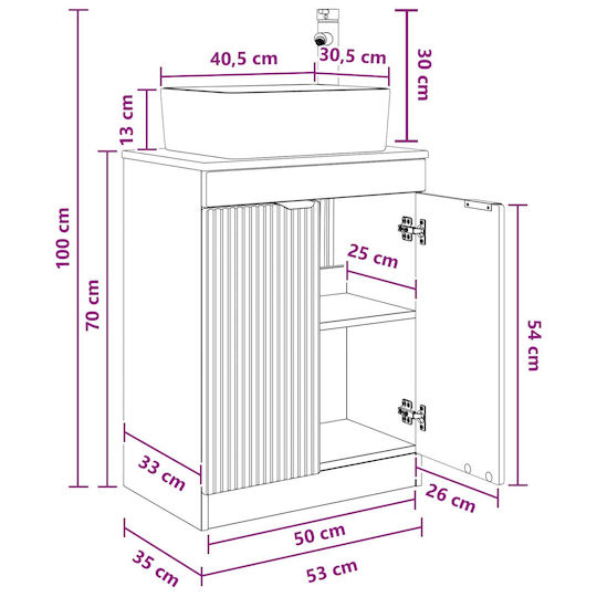 vidaXL Păg Bancă cu Lavoar și Oglindă M54xA35xÎ83cm Alb