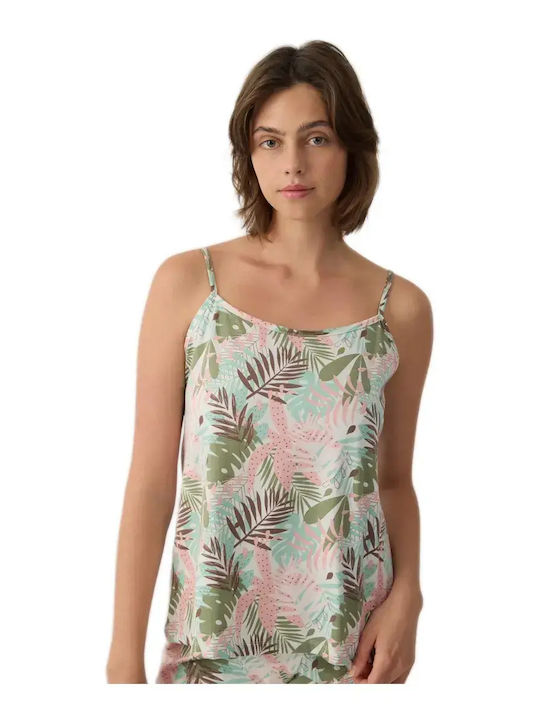 Minerva Summer Cotton Babydoll Khaki Pink Fern