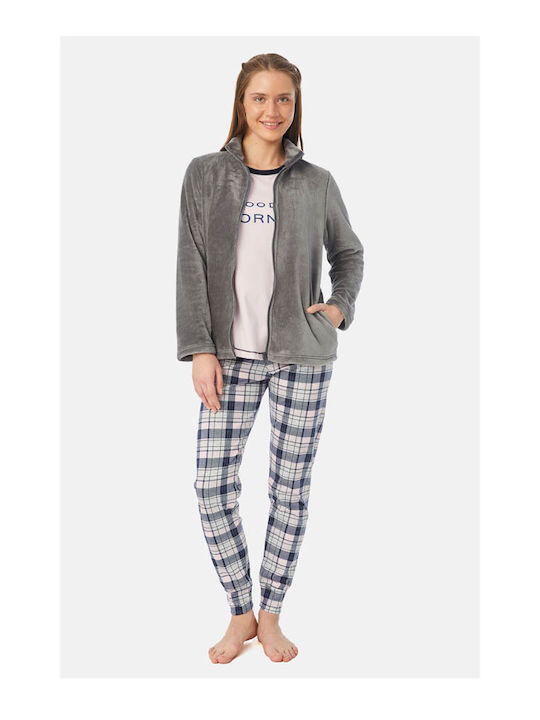 Minerva Winter Women's Fleece Pyjama Jacket Gray