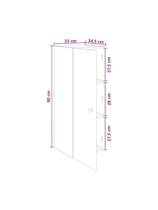Ντουλάπι Κρεμαστό Καφέ 33x34.5x90εκ.