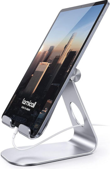 Lamicall Tablet Phone Stand Adjustable Angle High Stability Compatible Devices 10-33 Cm Silver