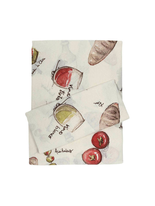 Das Home Runner 0616 Ecru / Red / Olive green 45x140cm