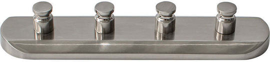 Bisk Bathroom Hook 4 Prongs with Screws Silver