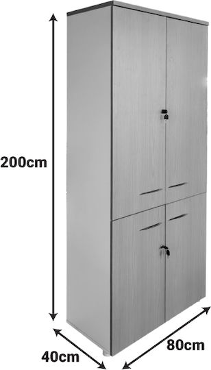 Büroaufbewahrungsschrank Armadi Holzschatten Weiß 80x40x200cm