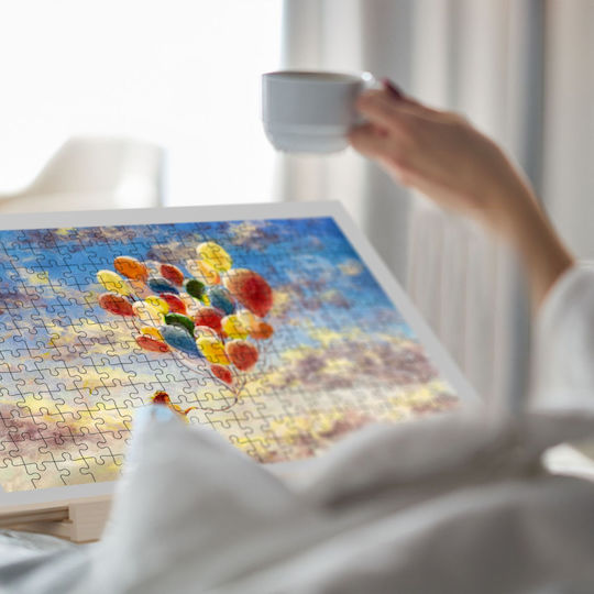 Tavă Înclinată Pentru Puzzle Cu 2 Sertare 1000 Piese Gri Natural 6.5x56x79 Cm