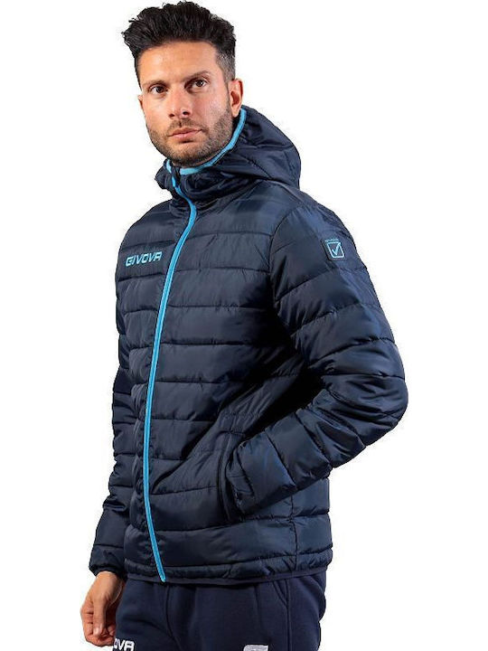 Herren Jacken Winddicht Marineblau/Türkis