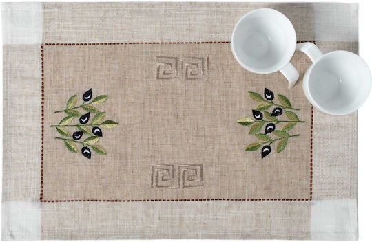 Seide Mode Kariert 2625 mit Stickerei Schwarze Olive 35x45cm